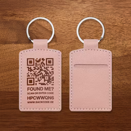 BackCode Kunstleder Schlüsselanhänger mit Tracker-Fach -Rosa